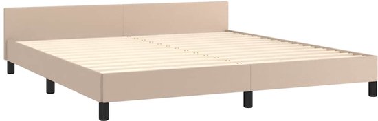vidaXL Bedframe met hoofdeinde zonder matras Cappuccino 160x200 cm - Bedframe Met Hoofdbord - Bedframes Met Hoofdborden - Bedframe - Bed
