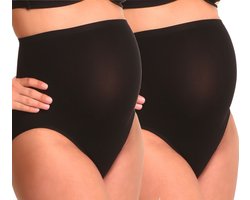 Mamsy - 2-Pack Seamless zwangerschaps Slip met shapewear effect - Zwart - M/L