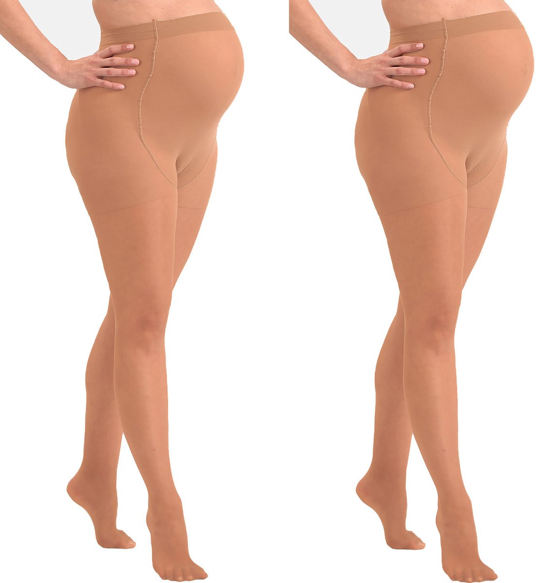 Mamsy 2-Pack Comfortabele Sheer Zwangerschapspanty 20den - Cognac
