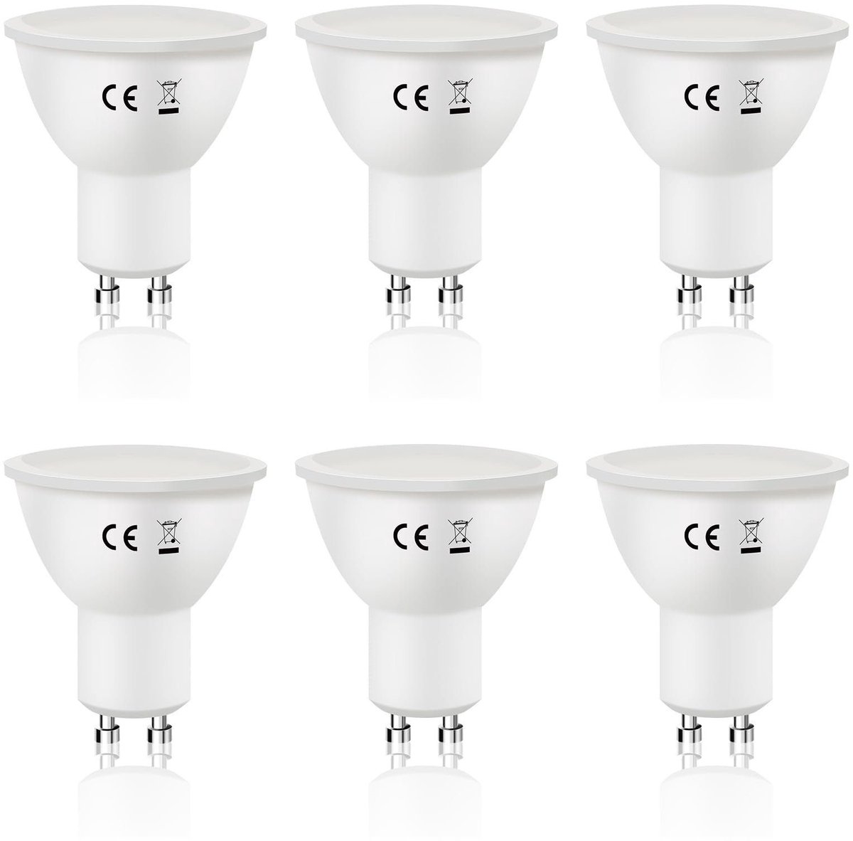 NETTLIFE LED Lampen GU10 - 5000K koel wit - 6W Vervangt 60W - Wit - Stralingshoek 110° gloeilamp - reflector spot - 6 Stuks