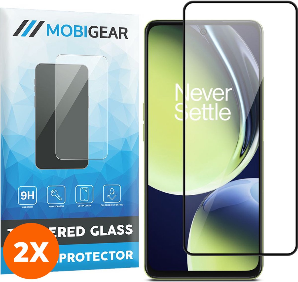 Mobigear Screenprotector geschikt voor OnePlus Nord CE 3 Lite 5G Glazen | Mobigear Premium Screenprotector - Case Friendly (2-Pack)