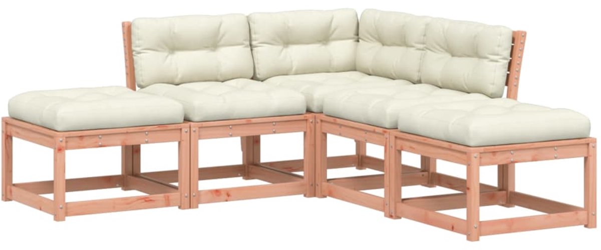 The Living Store 5-delige Loungeset met kussens massief douglashout - Tuinmeubles - Lounge Set - Houten Tuinset - Douglashout - Loungebank