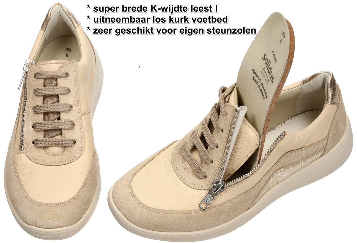 Solidus -Dames - beige - sneakers - maat 36