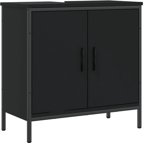 Badkamerkast 80x33x60 cm bewerkt hout zwart kopen