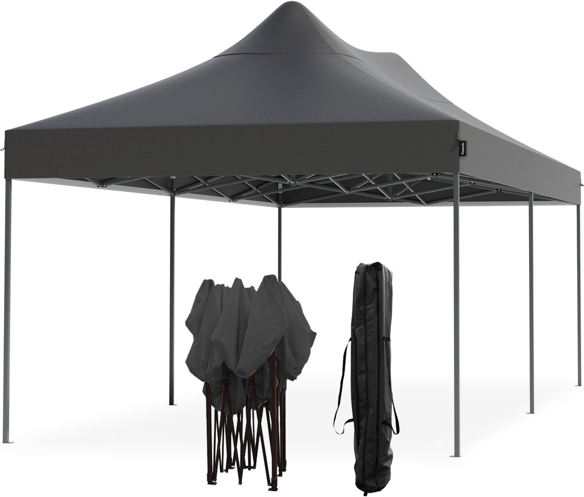 Bol.com LifeGoods Partytent - Opvouwbaar - 3x6 m - Easy Up - Paviljoen - Waterdicht - Draagtas met Wieltjes - Antraciet aanbieding