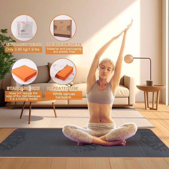 Opvouwbare yogamat - lichtgewicht en draagbaar - 1 stuk - PU+TPE - 5 mm dik — afbeelding 4