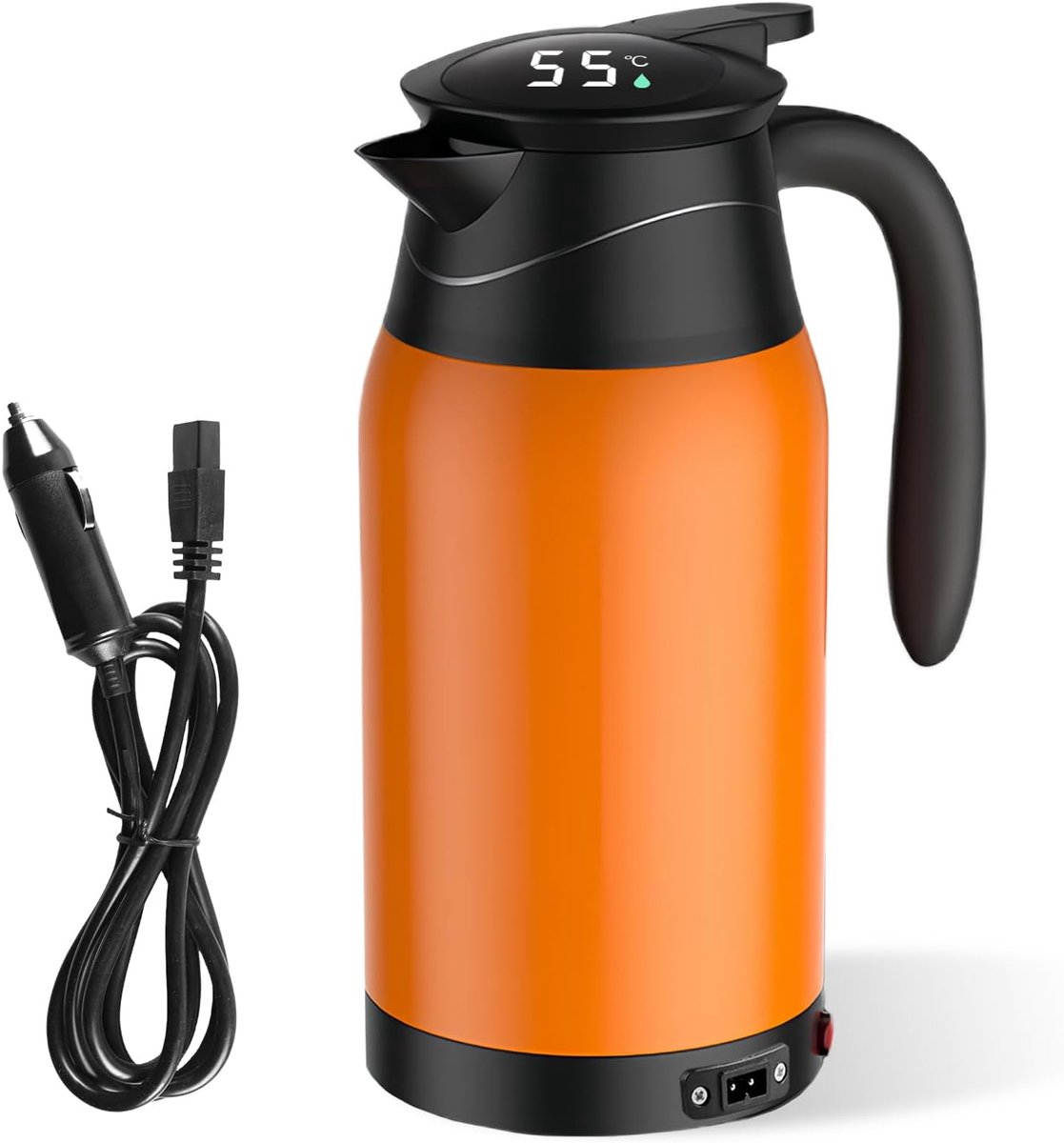 Draagbare Waterkoker voor Auto - 12V, 1000 ml, Lekvrij met Temperatuurweergave