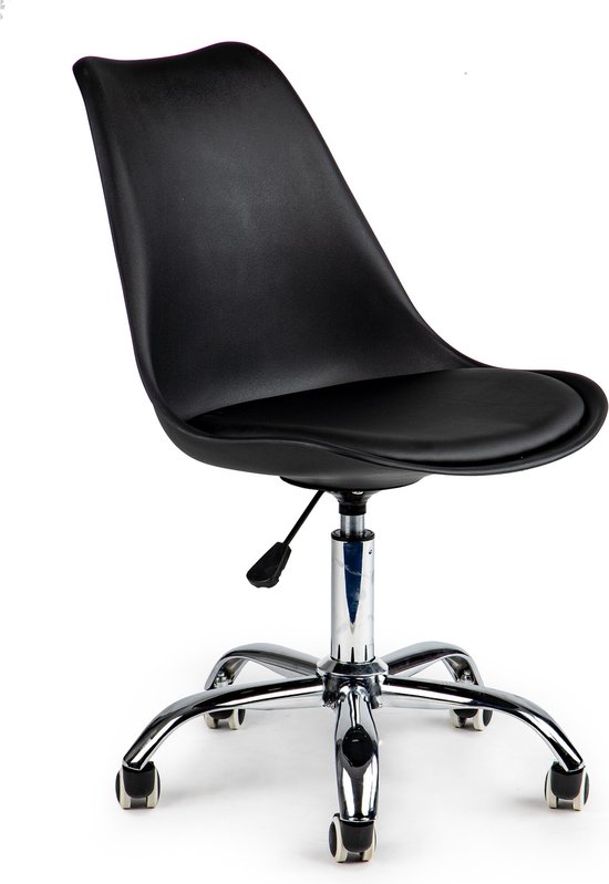Waytex Scandinavische Bureaustoel, Wit, Met Wielen En In Hoogte Verstelbaar Voet Van Metaal Wit Gelakt 1679871657