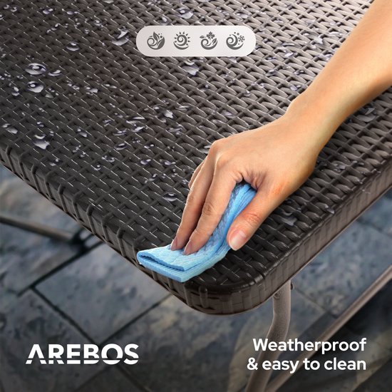 AREBOS Klaptafel - Inklapbare tafel - Campingtafel - Vouwtafel - Weerbestendig - Zwart - 182 × 74 × 74 cm - 6 personen van AREBOS — afbeelding 3