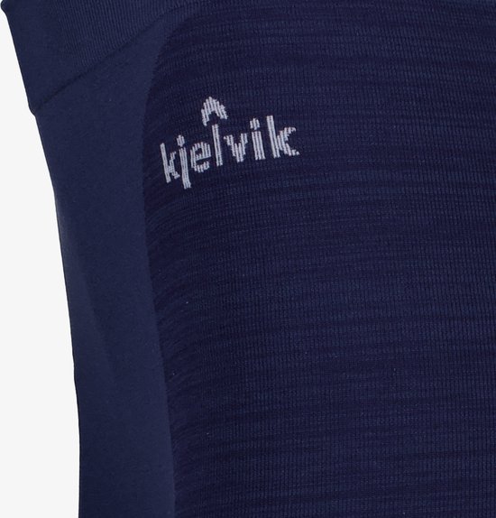 Donkerblauwe Kjelvik thermolegging met subtiel logo op de heup en textuurdetails.