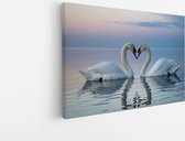Saammp Canvas Schilderij - 2 Zwanen - Liefdevol - Natuur - Dieren - 50x40 - Foto op canvas - Wanddecoratie - Muurdecoratie Woonkamer - Slaapkamer decoratie - Canvas Print