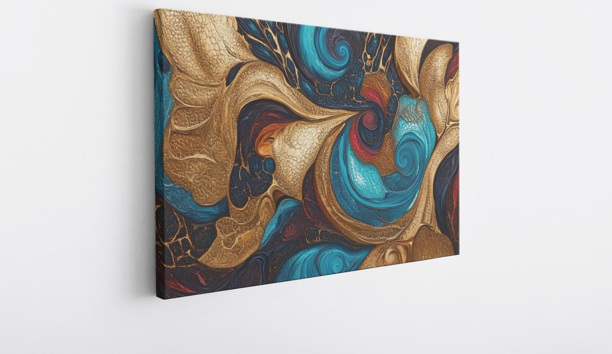 Saammp Canvas Schilderij - Gekleurd patroon - Abstract kunstwerk - 50x40 - Foto op canvas - Wanddecoratie - Muurdecoratie Woonkamer - Slaapkamer decoratie - Canvas Print Multicolor