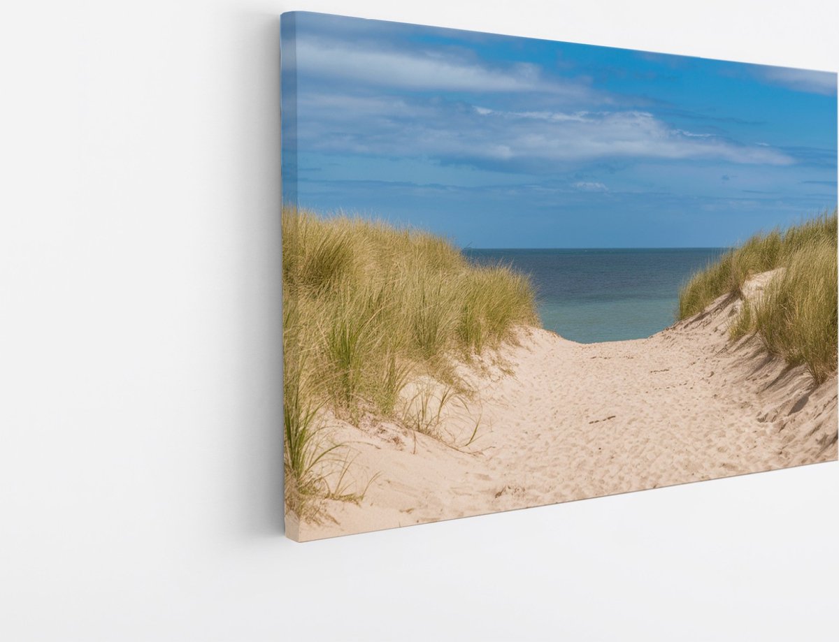 Saammp Canvas Schilderij - Strand En Zee - Pad Vanuit de duinen - 50x40 - Foto op canvas - Wanddecoratie - muurdecoratie Woonkamer - Slaapkamer decoratie - Canvas Print Multicolor