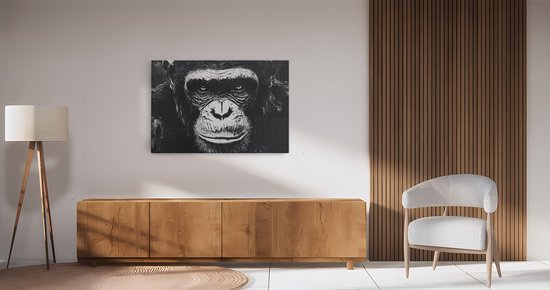 Saammp Canvas Schilderij - Aap portret - Abstract - Dier - 120x80 - Foto op canvas - Wanddecoratie - Muurdecoratie Woonkamer - Slaapkamer decoratie - Canvas Print