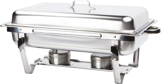 Alora Chafing Dish chrome 3 bakken per 2 - Voedsel Verwamer - Voedsel Warmhouden - met Deksel - Buffetwarmer - Roestvrij Staal - Chrome - Warmhoudplaat - Bain Marie - Warmhoudbakken - Warmhoudschalen — afbeelding 3