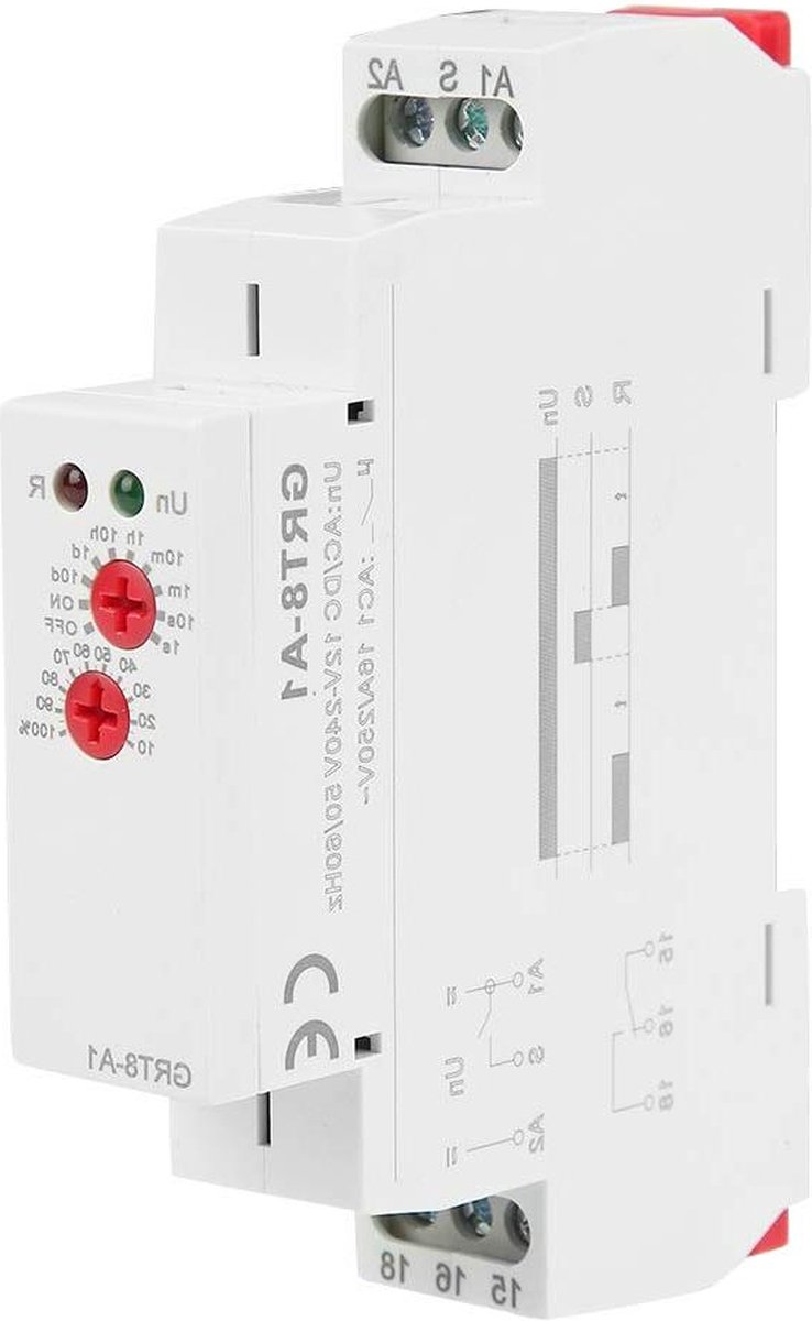 Inschakelvertragingstijd relais DIN-rail type AC/DC 12 V ~ 240 V - Schakelrelais met stroomuitvalmelder .