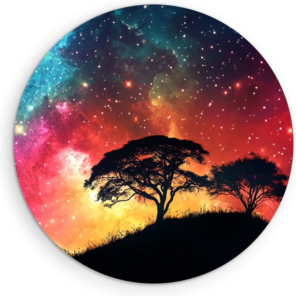 Saammp Forex Muurcirkel - Natuur - Gekleurd Heelal - landschap - Ø 50 - Wandcirkel - Wanddecoratie Cirkel - Muurdecoratie Woonkamer - Slaapkamer decoratie - Rond Schilderij