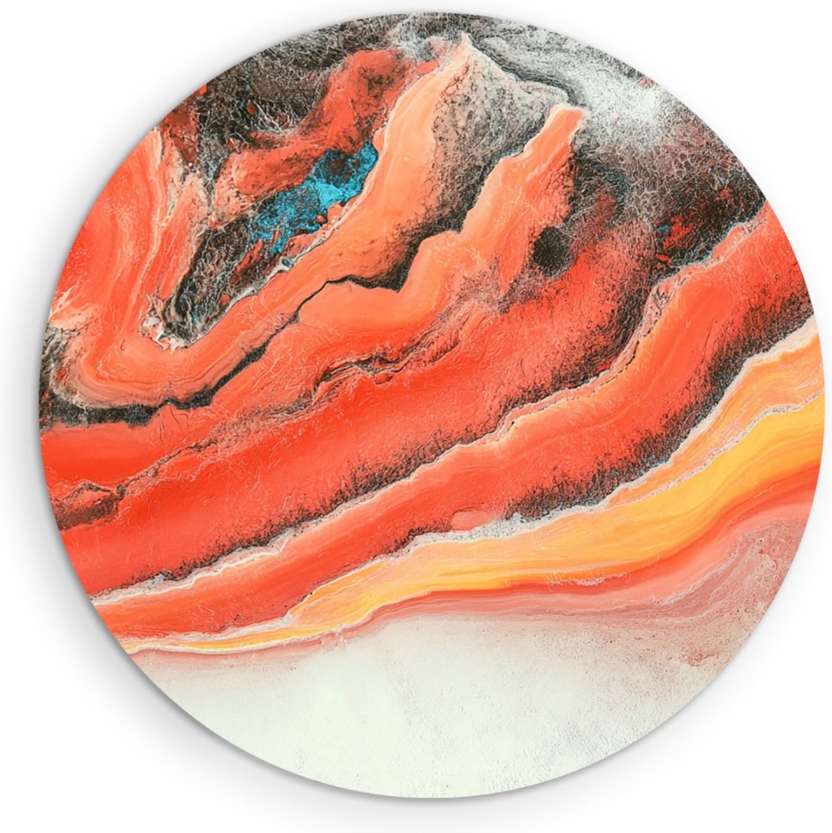 Saammp Muurcirkel Hout - Rood oranje - Abstract kunstwerk - Ø 50 - Wandcirkel - Wanddecoratie Cirkel - Muurdecoratie Woonkamer - Slaapkamer decoratie - Rond Schilderij