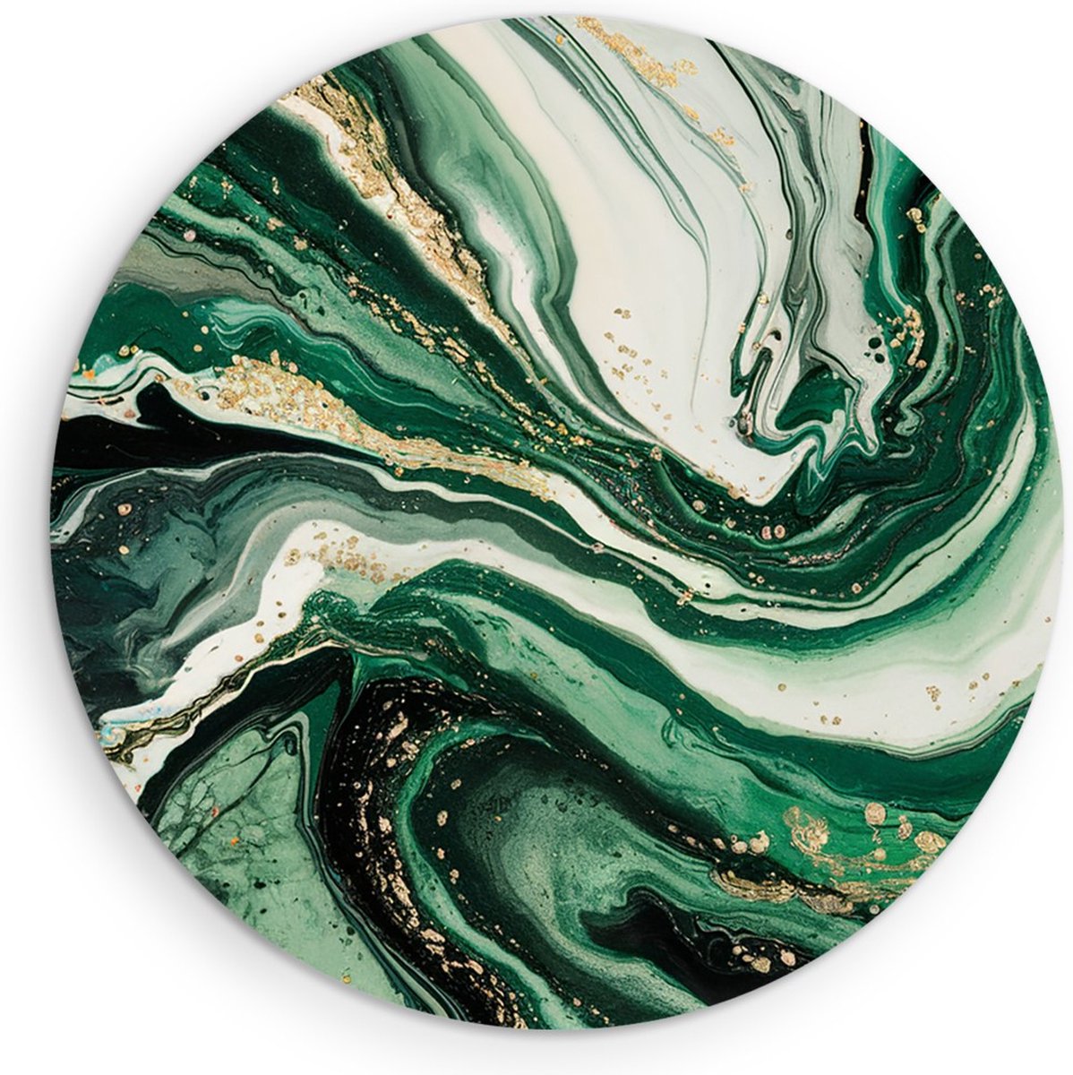 Saammp Forex Muurcirkel - groen goude vormen - Abstract - Ø 40 - Wandcirkel - Wanddecoratie Cirkel - Muurdecoratie Woonkamer - Slaapkamer decoratie - Rond Schilderij