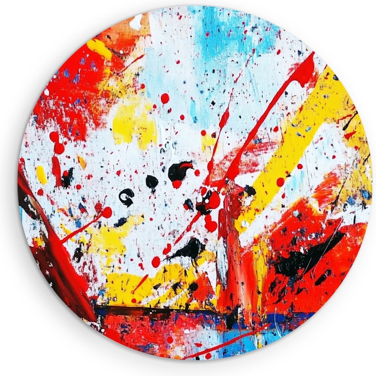Saammp Forex Muurcirkel - Explosie van verfdruppels - Abstracte Wanddecoratie Cirkel- Ø 50 - Wandcirkel - Wanddecoratie Cirkel - Muurdecoratie Woonkamer - Kantoor Decoratie