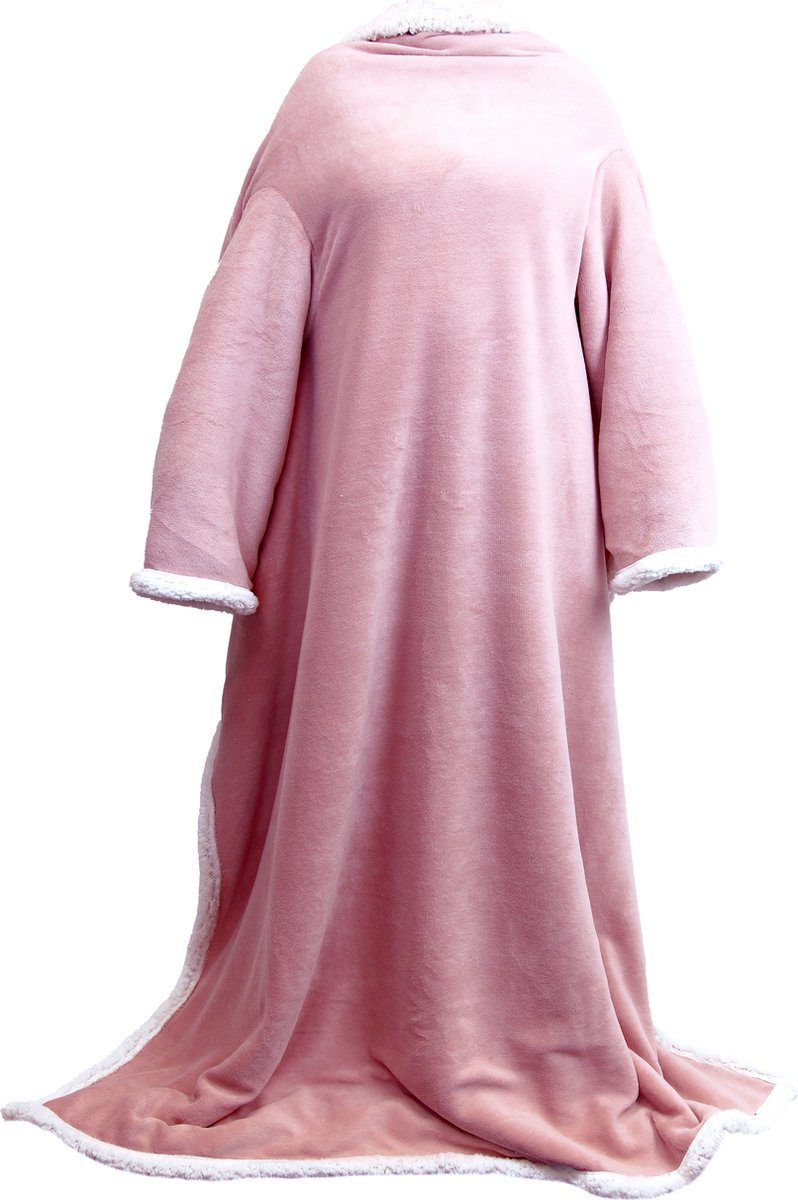 Unique Living Plaid Lars met mouwen old Pink -140x180cm