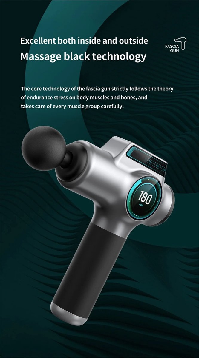 Afbeelding 2 van Stemily Massage Gun - Massage Apparaat - Professioneel - Theragun - 4 Massagekoppen - 99 niveaus - Hoogfrequente Trillingen