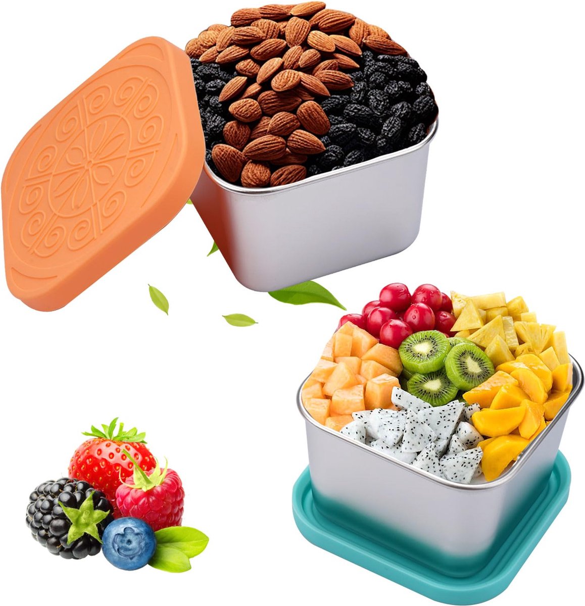 La'Moussawi ® Compacte en Lekvrije RVS Snackcontainers voor Verse Maaltijden Onderweg