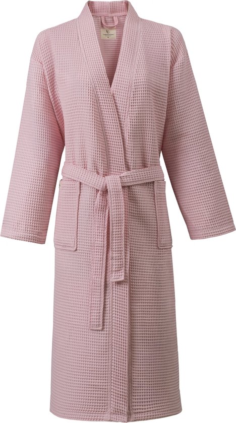 L&G- Unisex Sauna Badjas - 100% Katoen Wafel Badjas - L - Roze - Katoen wafel - Kimono - Wafel Badjas dames - Wafel Badjas heren - Badjas dames en heren