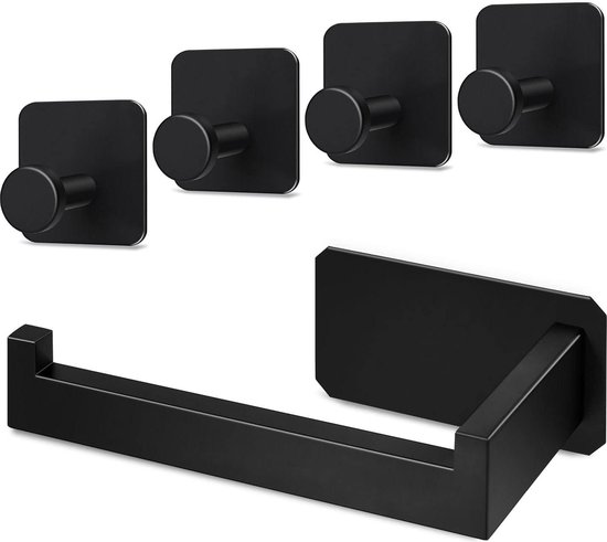 Bernkot Toiletrolhouder voor badkamer, inbouw, roestvrij staal, toiletpapierhouder voor de badkamer, 14,5 x 14,5 x 8,7 cm, toiletpapierhouder voor renovatie en uitbreiding van de badkamer, zwart