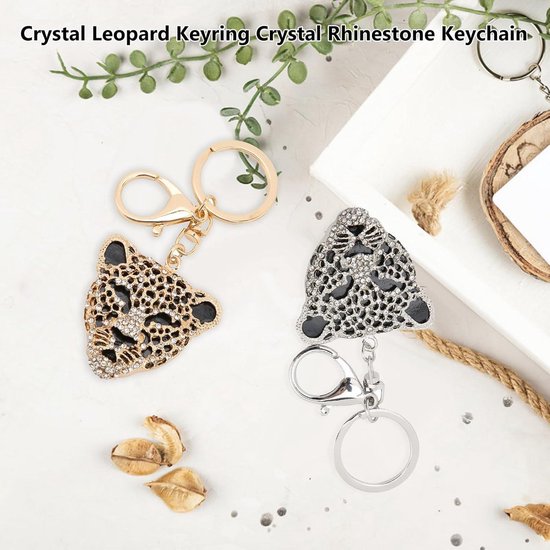 Crystal Leopard sleutelhanger, sleutelketting met bling decoratie voor handtas of portemonnee Crystal Leopard sleutelhanger, sleutelketting met bling decoratie voor handtas of portemonnee