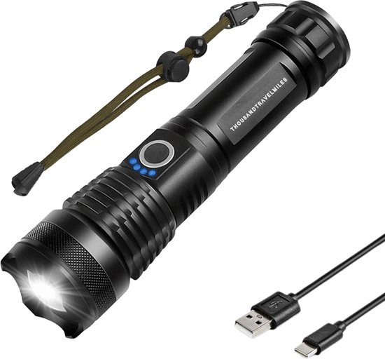 Oplaadbare led zaklamp – USB-C – 3000 lumen – waterbestendig