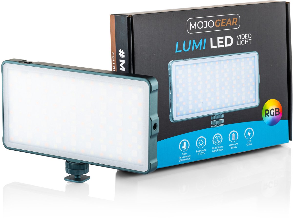 MOJOGEAR Medium LED RGB 12W met diffusor - LED RGB Videolamp - Geschikt