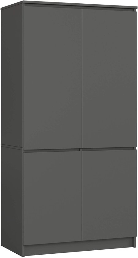 Foto: Kledingkast s90 met 4 deuren akord furniture factory grafietgrijs moderne 180x90x51 cm