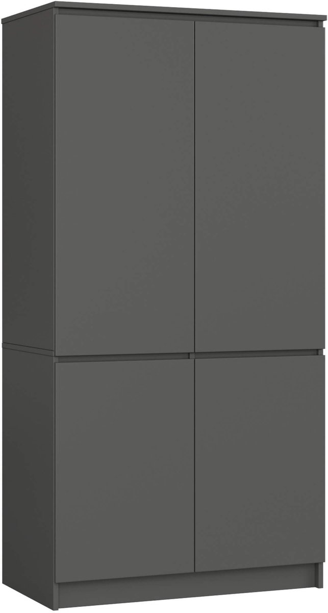 Akord Kledingkast S90 met 4 Deuren / AKORD Furniture Factory / Grafietgrijs / Moderne / 180x90x51 cm