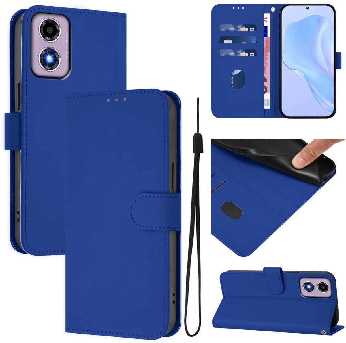 Mobigear Telefoonhoesje geschikt voor Motorola Moto E14 Hoesje | Mobigear Urban Wallet Bookcase Portemonnee | Pasjeshouder voor 3 Pasjes | Telefoonhoesje voor Pinpas / OV Kaart / Rijbewijs - Donkerblauw
