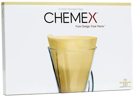 Chemex Filters Ongevouwen Bruin Voor Coffeemaker - 3-Kops - 100 stuks
