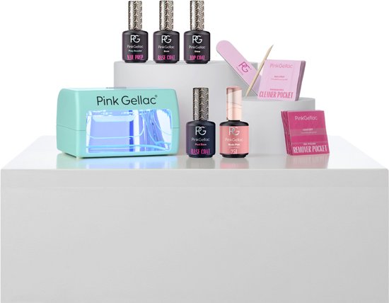 Pink Gellac - Gellak Starterspakket Compact Naturel - Peel off & Soak off set - Mint Compact Lamp