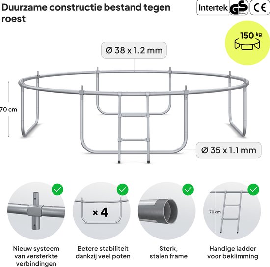 ZIPRO Jump Pro IN - Trampoline - Ø312cm 10FT - Trampoline met veiligheidsnet - Voor kinderen - Inclusief Ladder - max. 150 kg