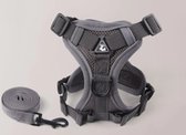 Harnais pour chat avec laisse, anti-fuite, collier pour chat, laisse réglable pour chat avec harnais, en ensemble, harnais de poitrine souple pour chats, chatons, chiens, nieuw design réfléchissant, Grijs, M