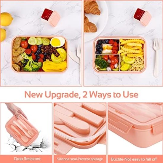 Selbro ® Lunchbox voor volwassenen en kinderen, 1400 ml, met 3 vakken ...