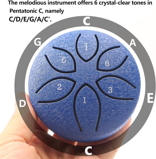 Tongtrommel Steel Tongue Drum 6 tonen Handpan Instrument Tongtrommel Steel Tongue Drum 6 tonen Handpan Instrument