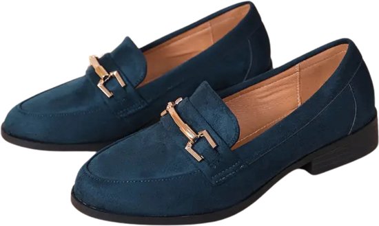 Mocassins Nivard pour femme - À talon - Chaussures femme - Chaussures à enfiler-on - Bleu marine - Pointure 41