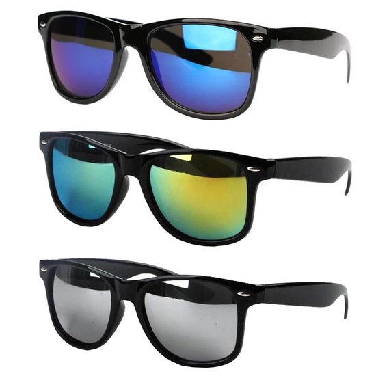 Fako Fashion® - Lunettes de soleil Wayfarer - 3 Pièces - Noir