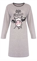 Temptation Dames Nachthemd - Bigshirt - Lange Mouw - Grijs Melange. - Maat 3XL