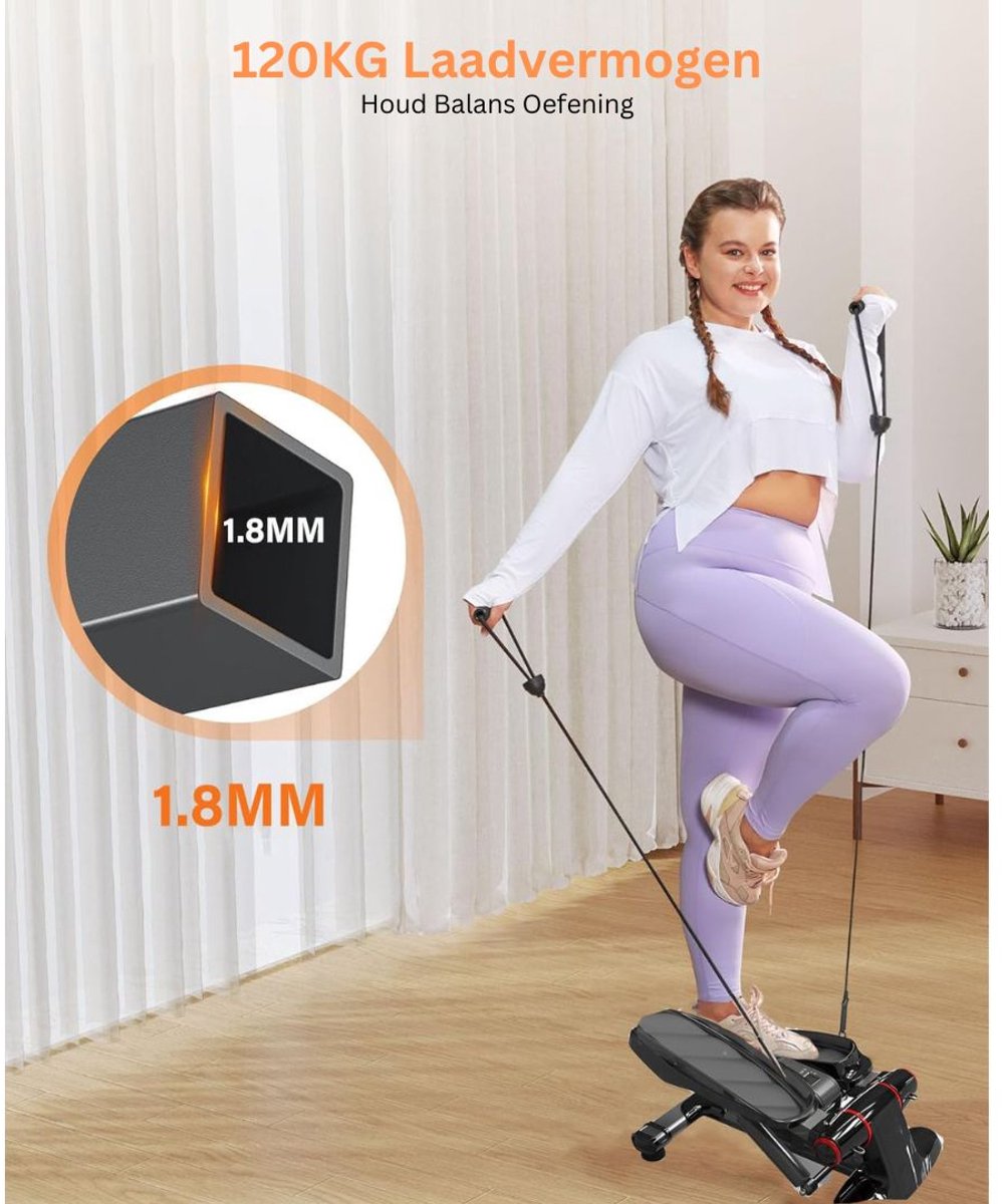 ApexArte® Stepper Fitness - Hometrainer - Crosstrainer Mini - Zwart thumbnail 3
