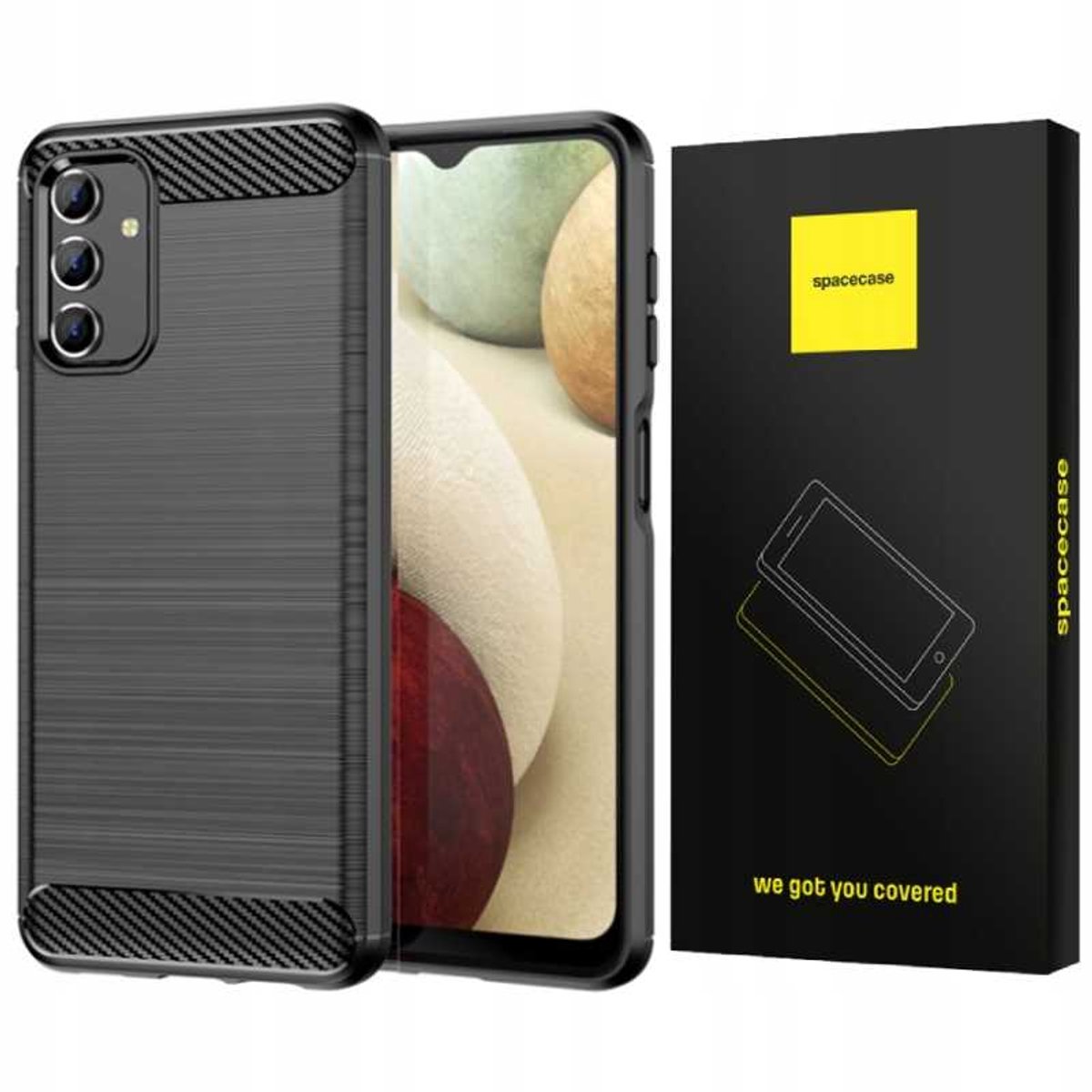 Spacecase Case Cover Voor Samsung Galaxy A13 4G Zwart Sc Carbon