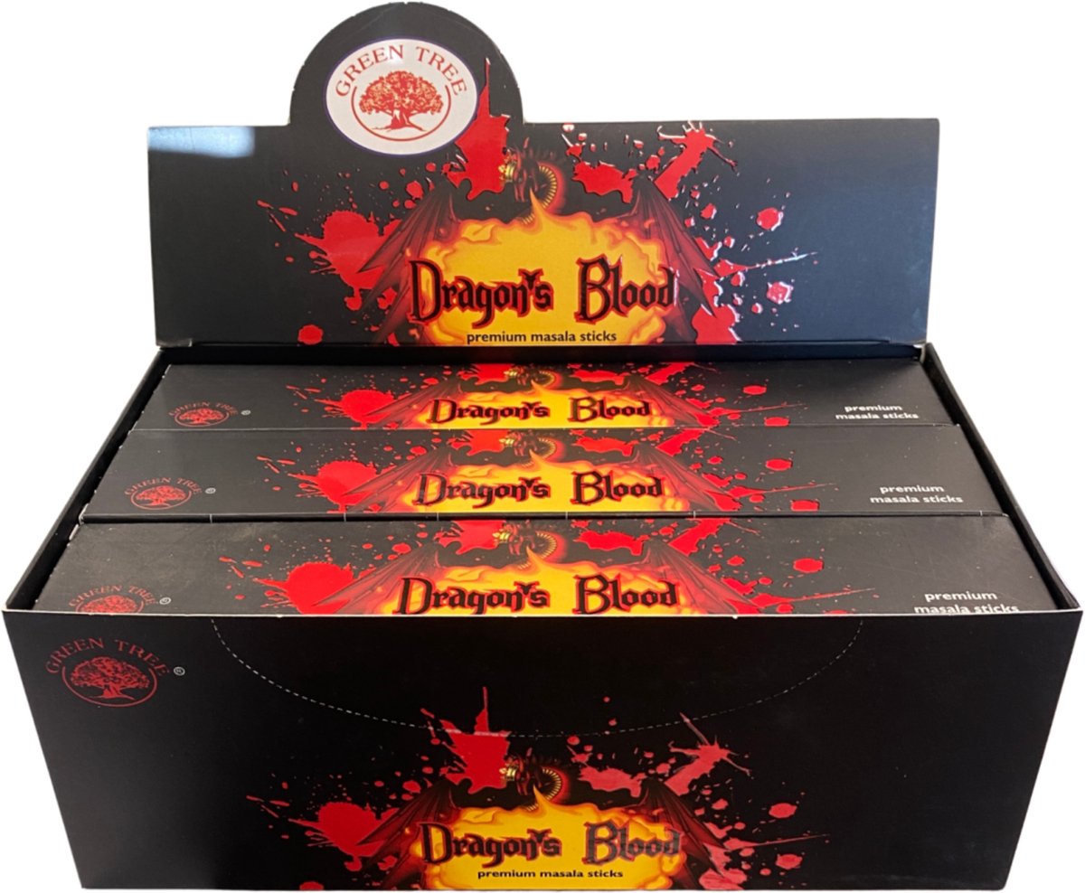 Ruben Robijn Green Tree Dragon's Blood wierook - doos van 12 st. Zwart