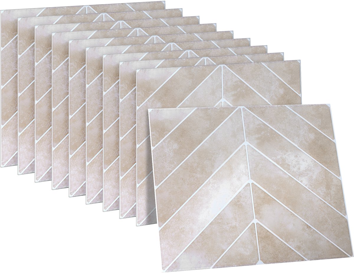 Dekorix plaktegels - Set van 10 zelfklevende tegels - Tegelstickers - Keuken - Badkamer - 29*23cm - Beige
