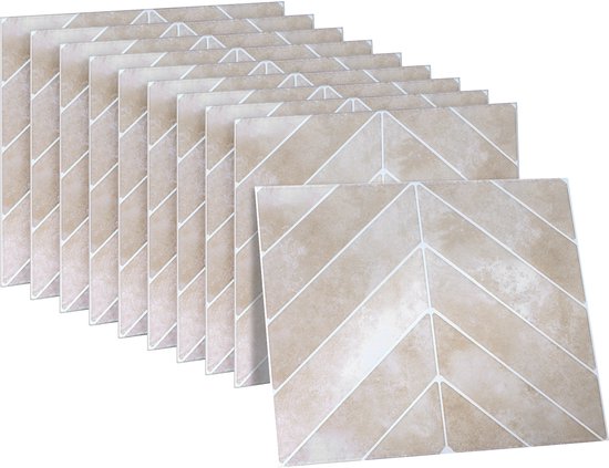 Foto: Dekorix plaktegels set van 10 zelfklevende tegels tegelstickers keuken badkamer 29 23cm beige