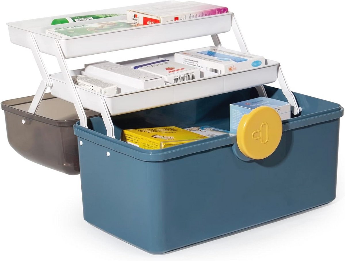 Goedkoopste Medicijnenopslag en medicijnbox voor een georganiseerde huisapotheek - Groot, Donkerblauw